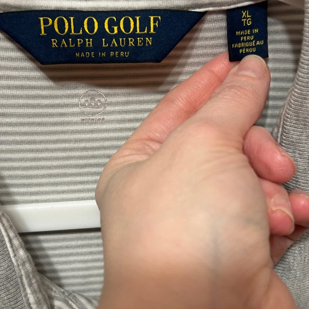 Men's Short Sleeve Golf Polo Shirt - Gray Striped